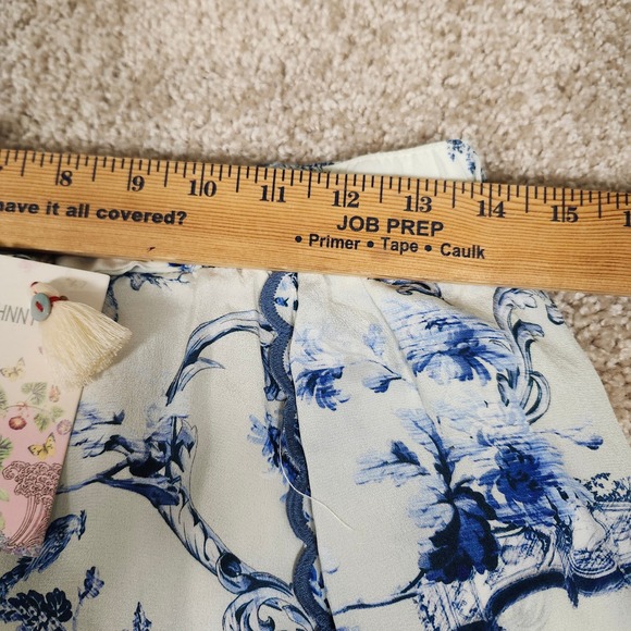 JOHNNY WAS Womens Blue Floral Bird Print Wide Leg Palazzo Pants Size S - Picture 7 of 8